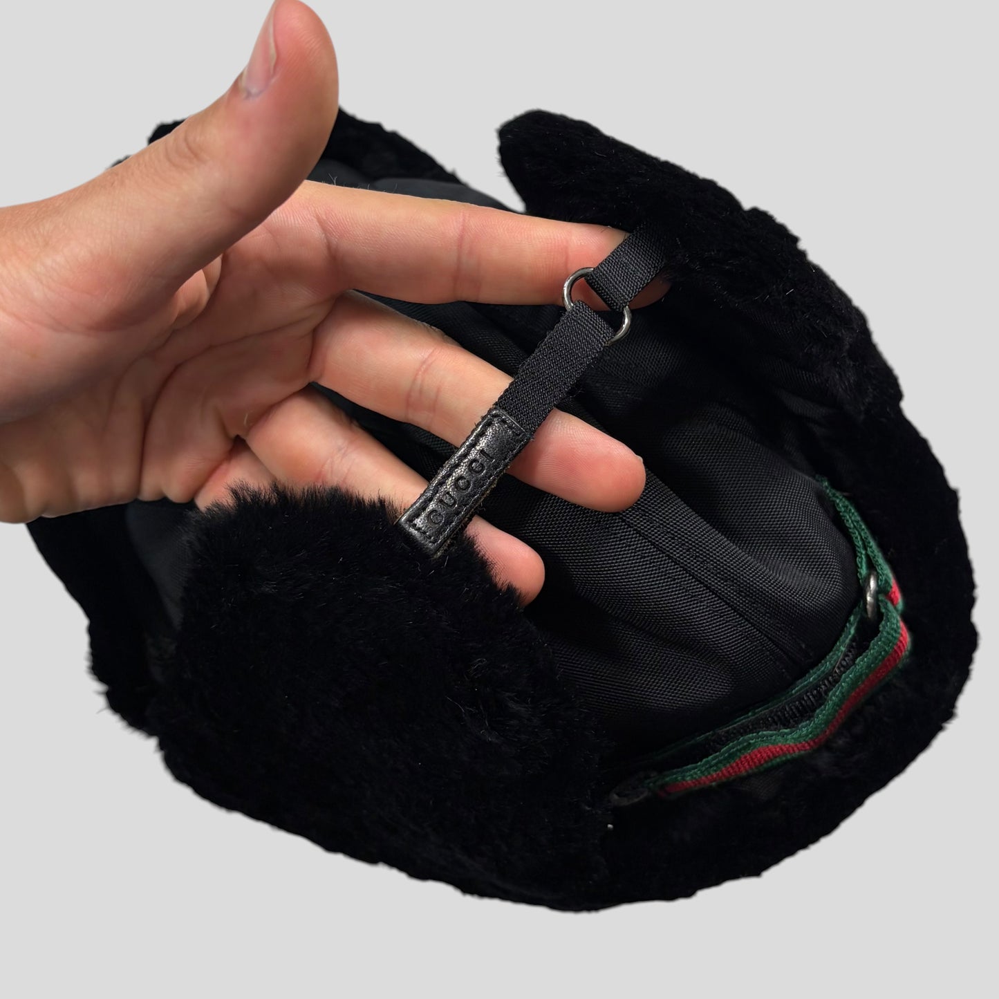Gucci by Tom Ford 00’s Nylon Canvas Fur Trapper Hat - S
