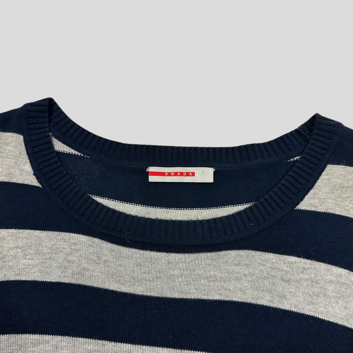 Prada Sport 2006 Striped Leather Logo Tab Knit - IT56 (L/XL)