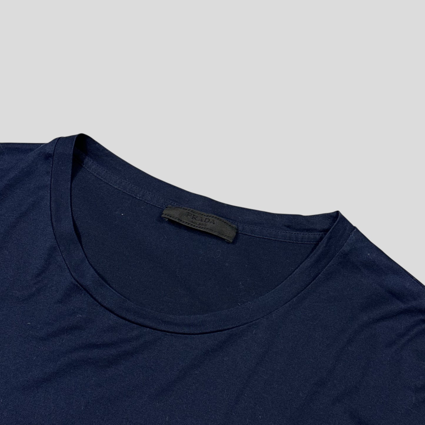 Prada 2016 Navy Blue Soft Cotton Pocket Logo T-shirt - L/XL