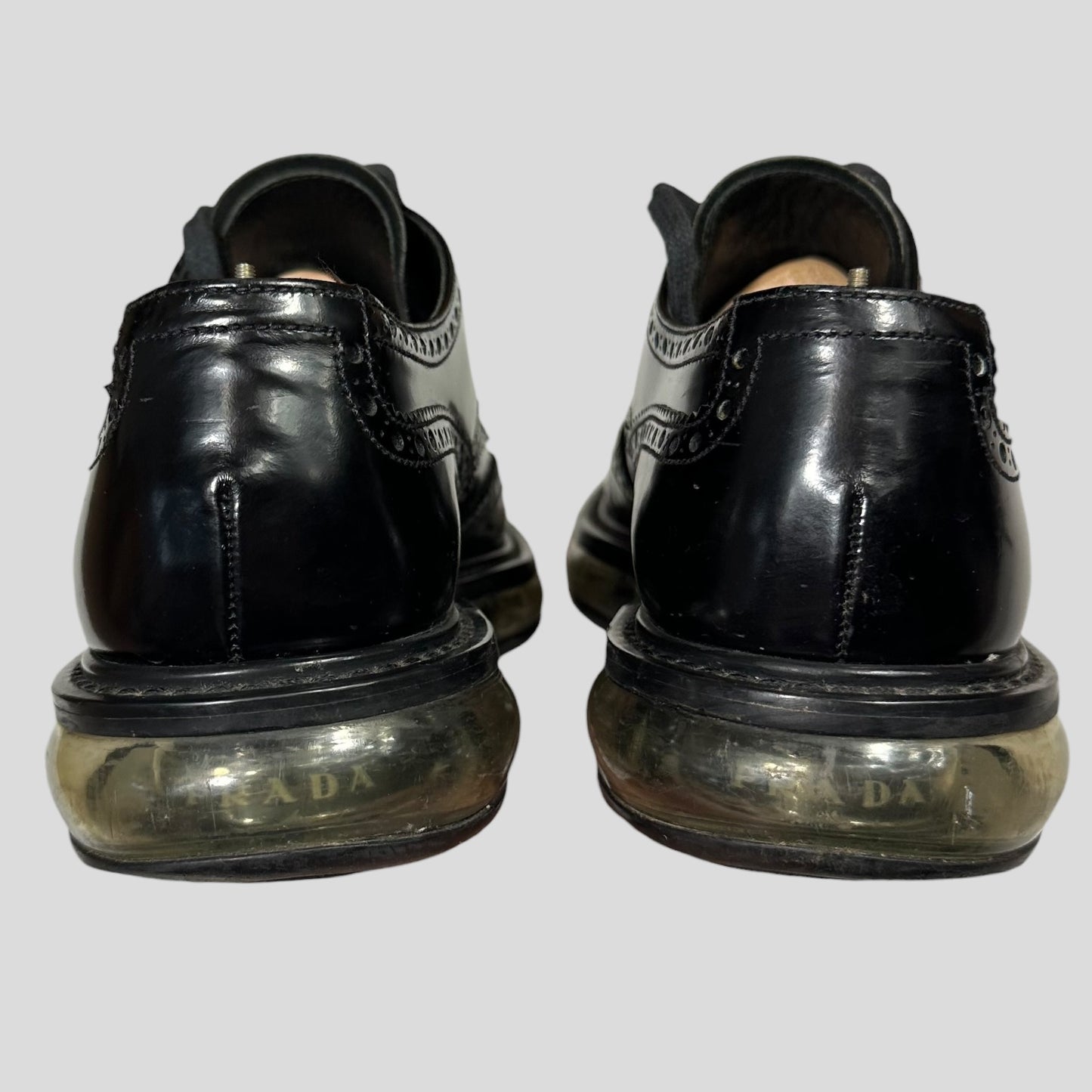 Prada Air Levitate Brogues Black Leather Derby Shoes - UK9
