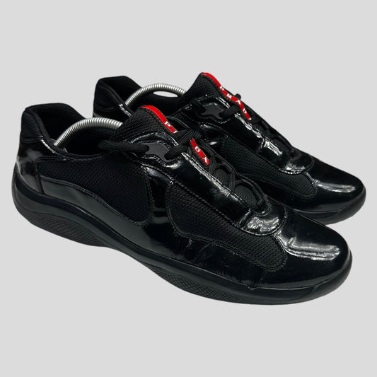 Prada Americas Cups Patent Leather Triple Black - UK10