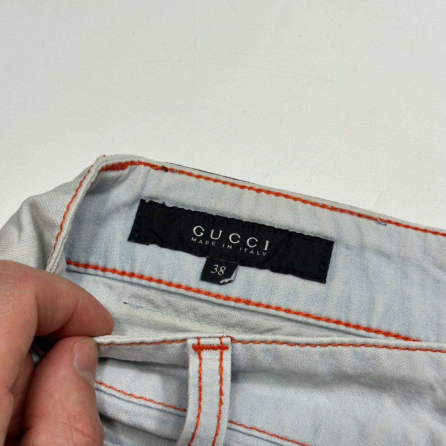 Gucci 2009 Denim Contrast Stitch Cargo Pocket Wraparound Miniskirt - IT38