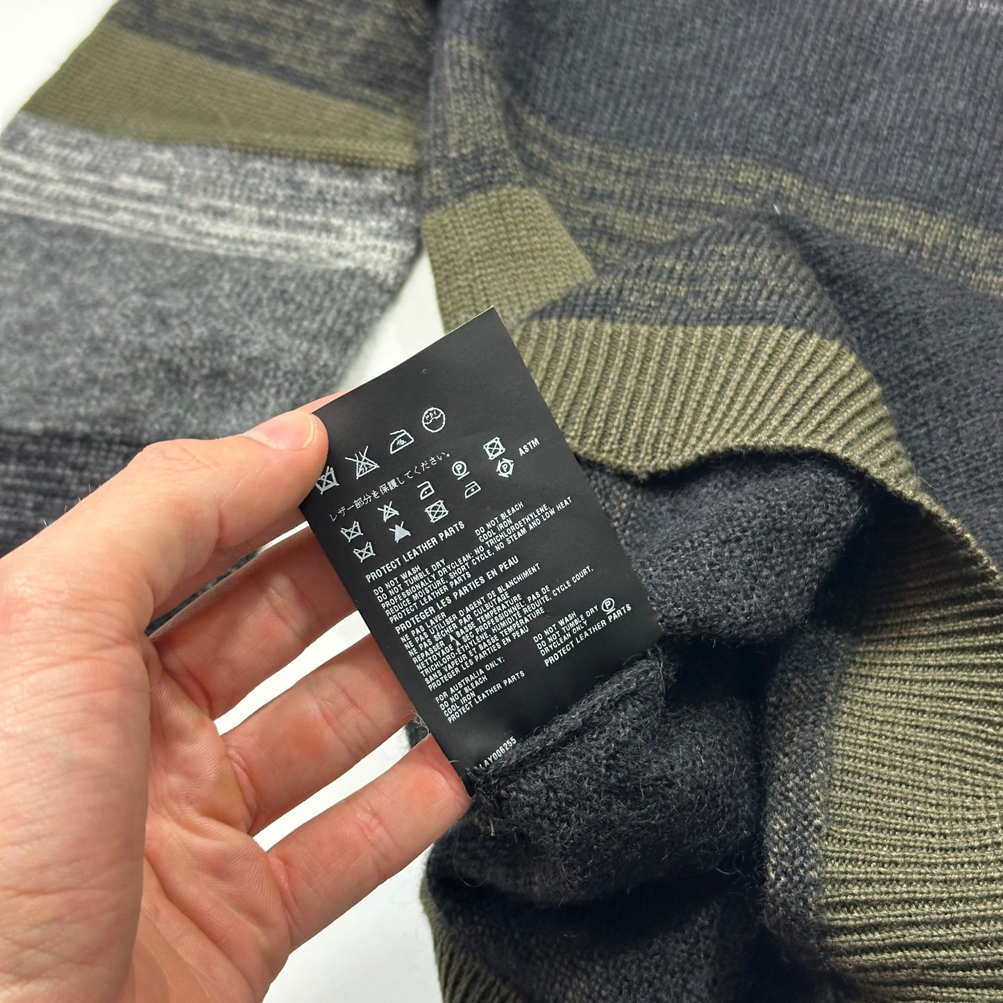 Prada Sport 2006 Striped Mohair Alternating Texture Leather Logo Knit Jumper - S