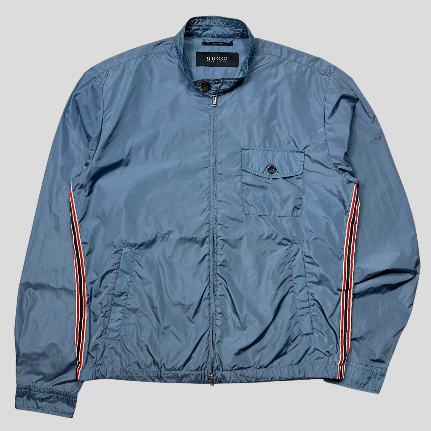 Gucci 2012 Baby Blue Stripe Seam Nylon Shimmer Jacket - IT52 (L)