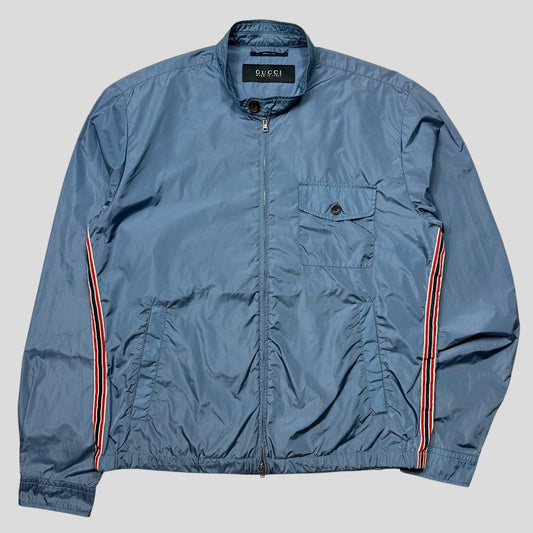 Gucci 2012 Baby Blue Stripe Seam Nylon Shimmer Jacket - IT52 (L)