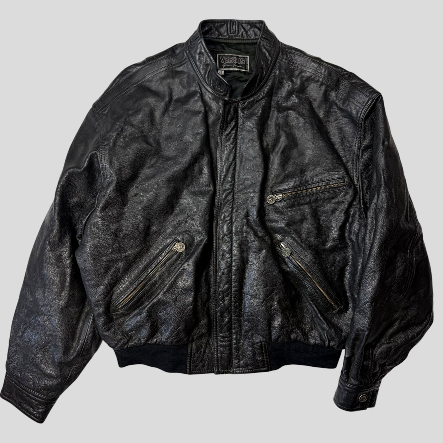 Gianni Versace 90’s Versus Leather Sherpa Flight Jacket - M/L