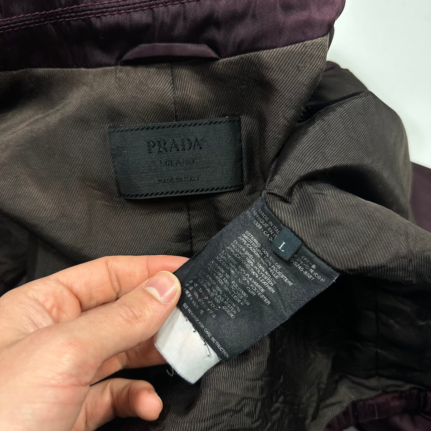 Prada 00’s Wine Nylon Modular Padded Work Jacket - L