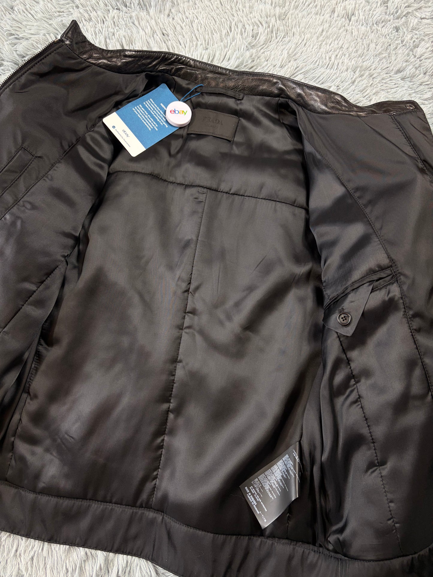 Prada Milano 2011 Gabardine Nylon Leather Hybrid Biker Jacket - S/M