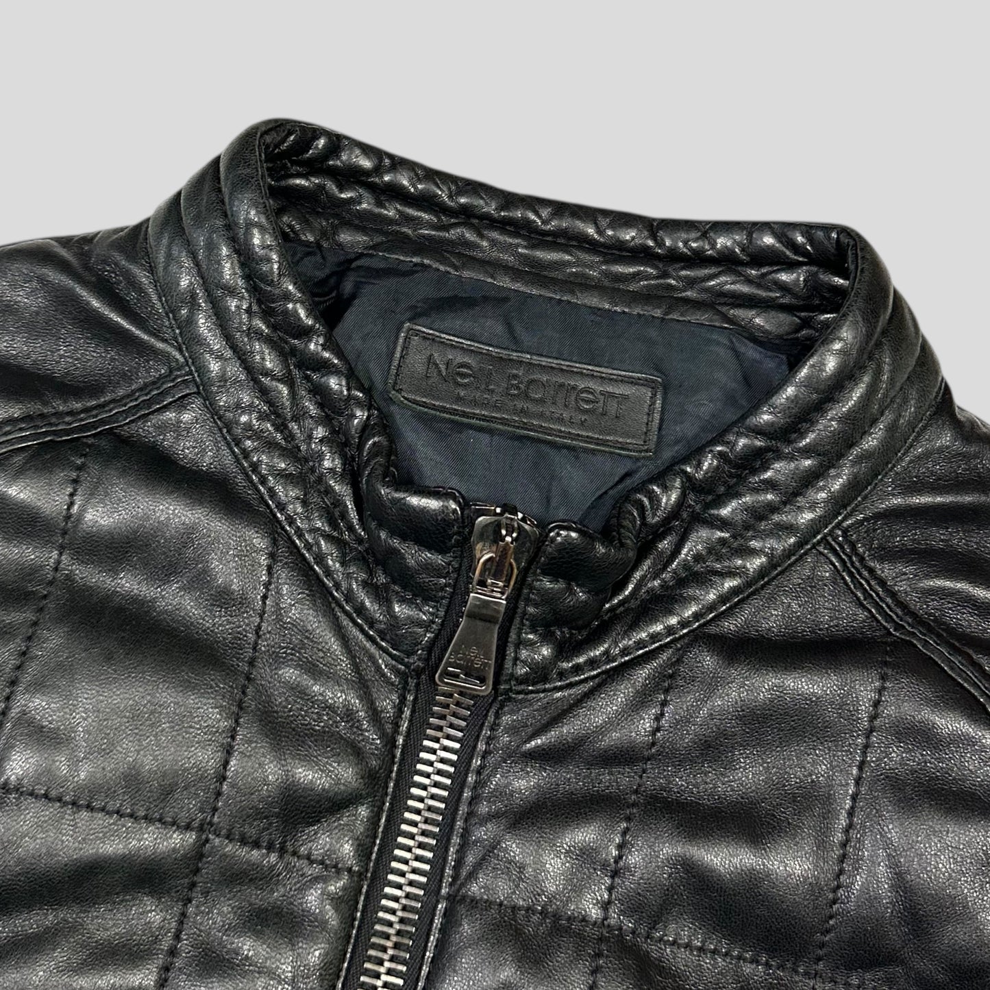 Neil Barrett 00’s Lambskin Leather Moto Puffer Jacket - M/L