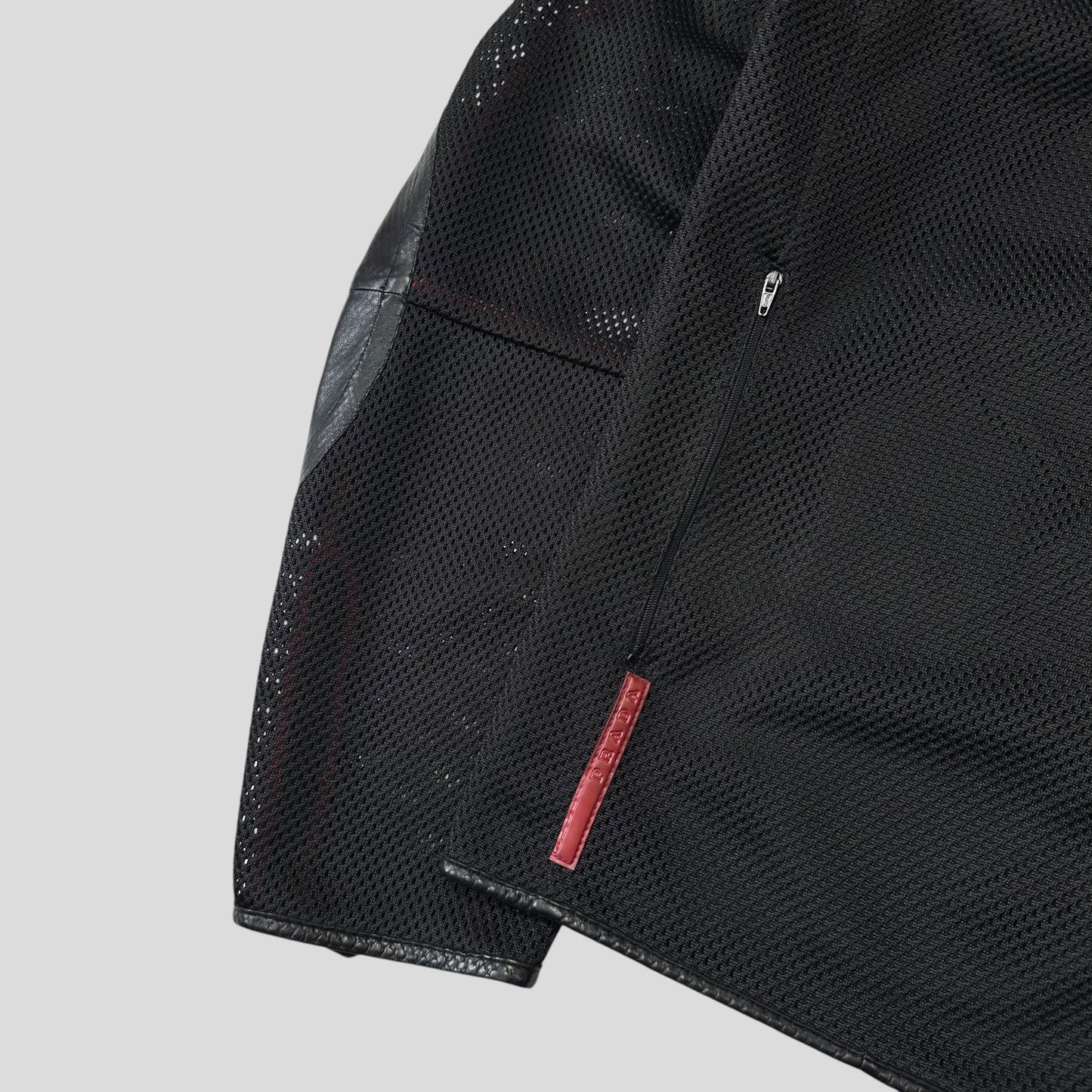 Prada Sport SS00 SAMPLE Mesh + Leather Moto Jacket - IT54