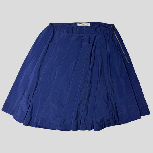 Prada 2006 Blue Nylon Shimmer Pleated Zip Flare Skirt - IT40 (UK8)