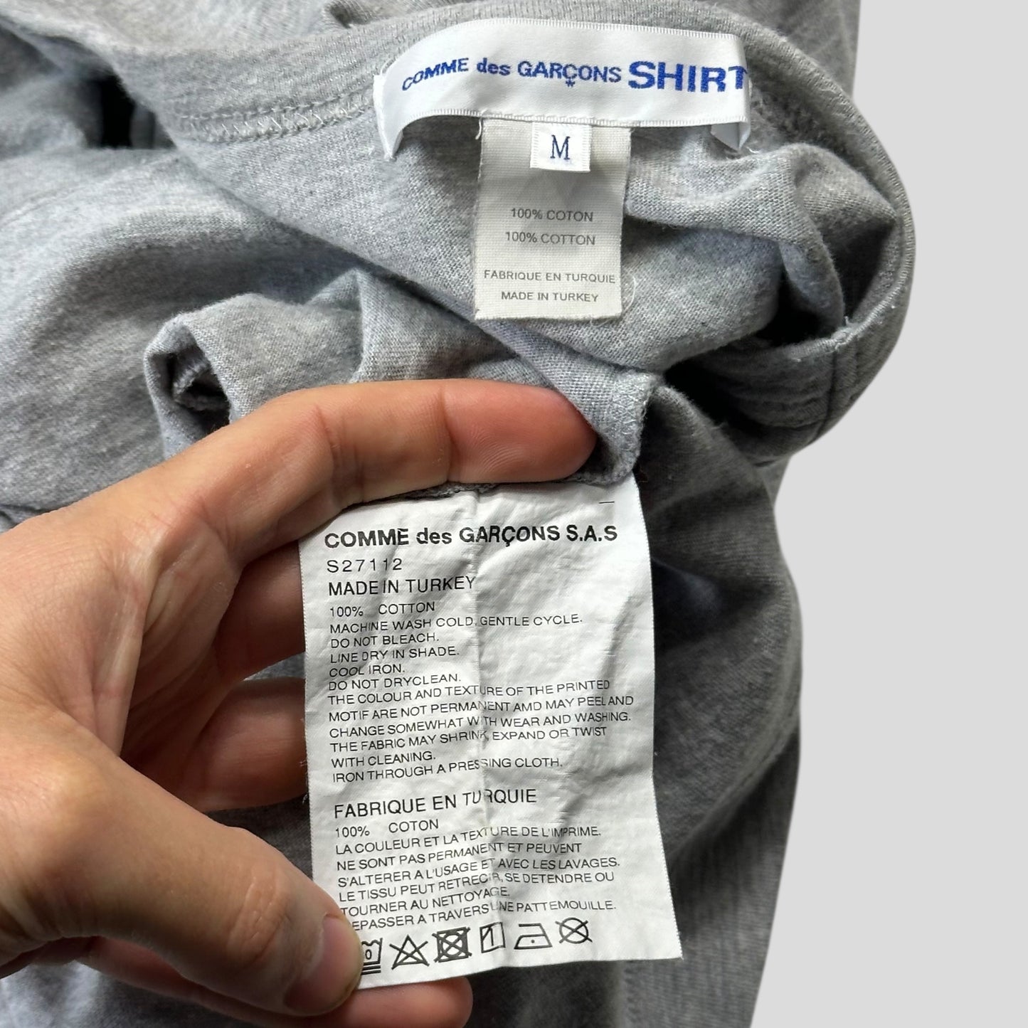 CDG SHIRT Mini Logo Cotton Grey T-shirt - M