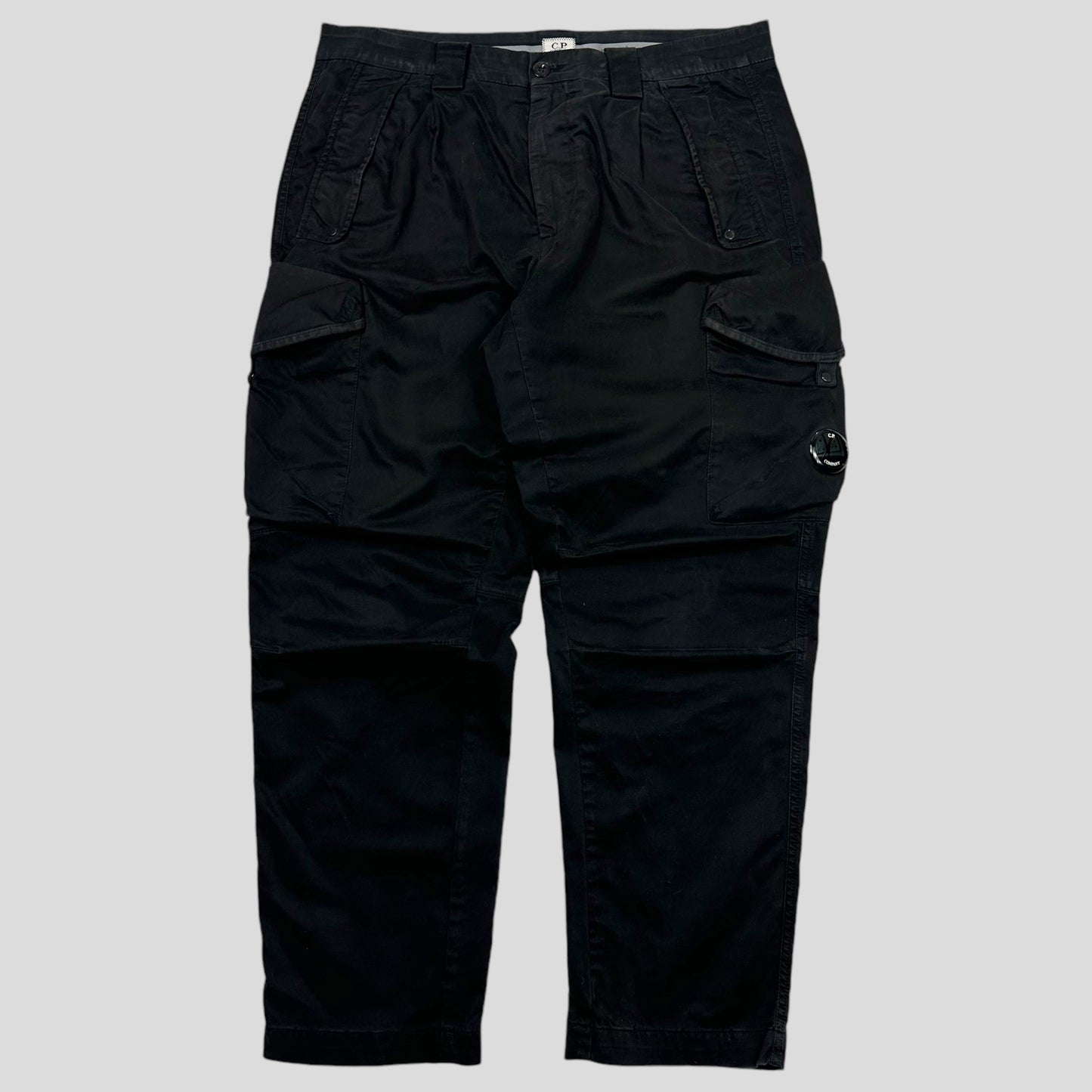 CP Company AW21 Black Cargo Moleskin Combat Trousers - 36-38