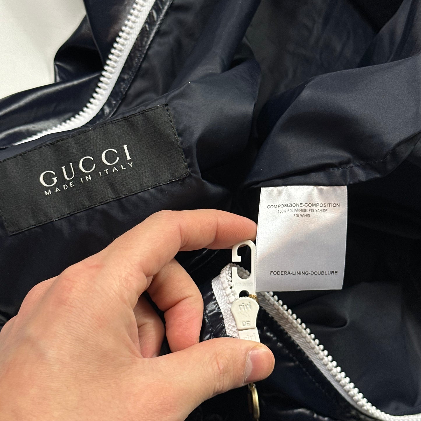 Gucci 2008 Gloss Nylon Prismatic Web Stripe Jacket - IT48 (M)