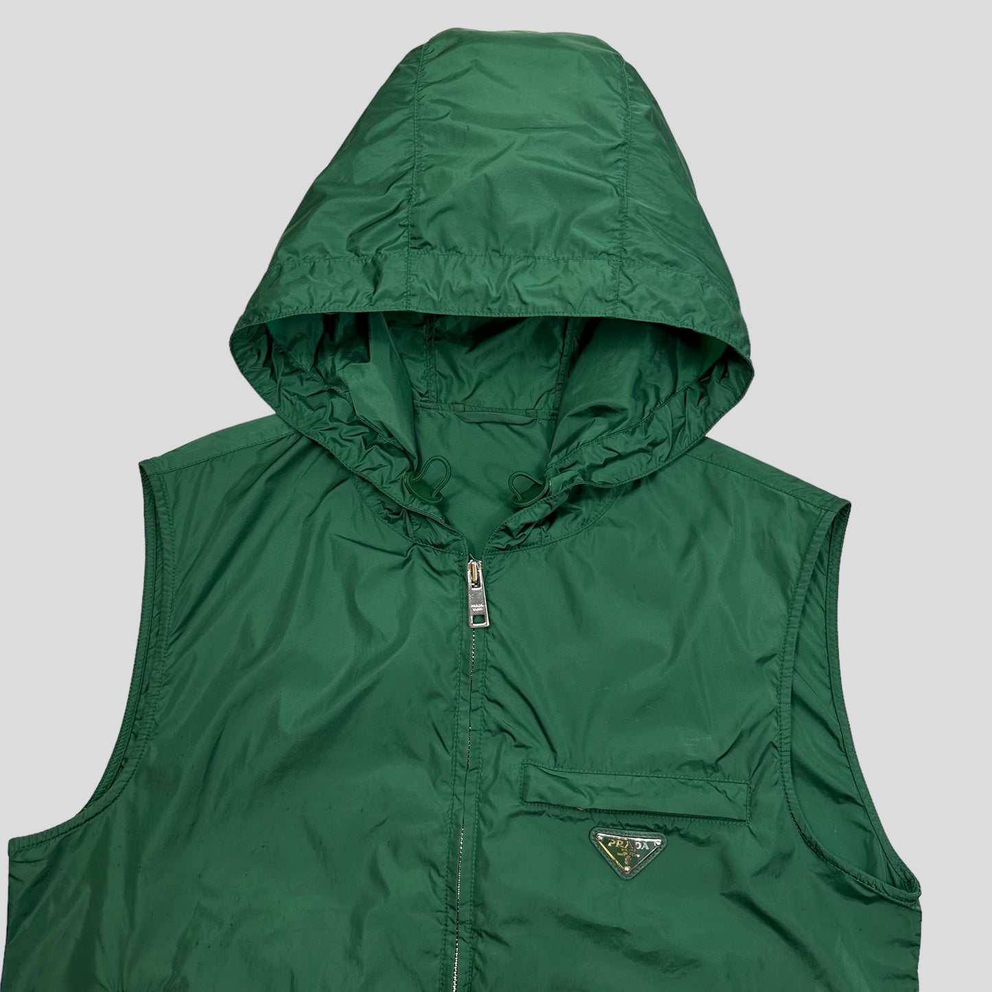 Prada Milano 2013 Emerald Green Nylon Windbreaker Gilet - IT46