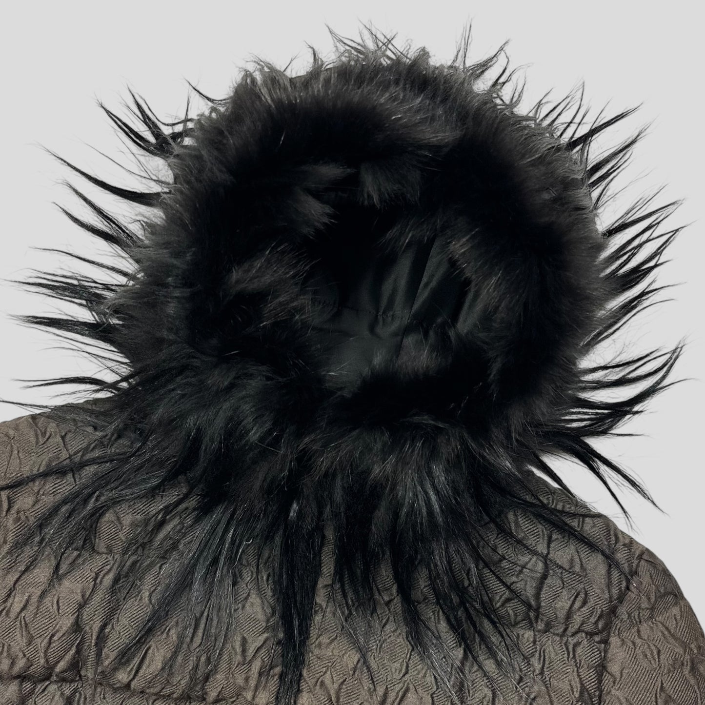 Prada 2014 Extreme Fur Hooded Silk & Wool Textured Puffer Jacket - IT44 (S)