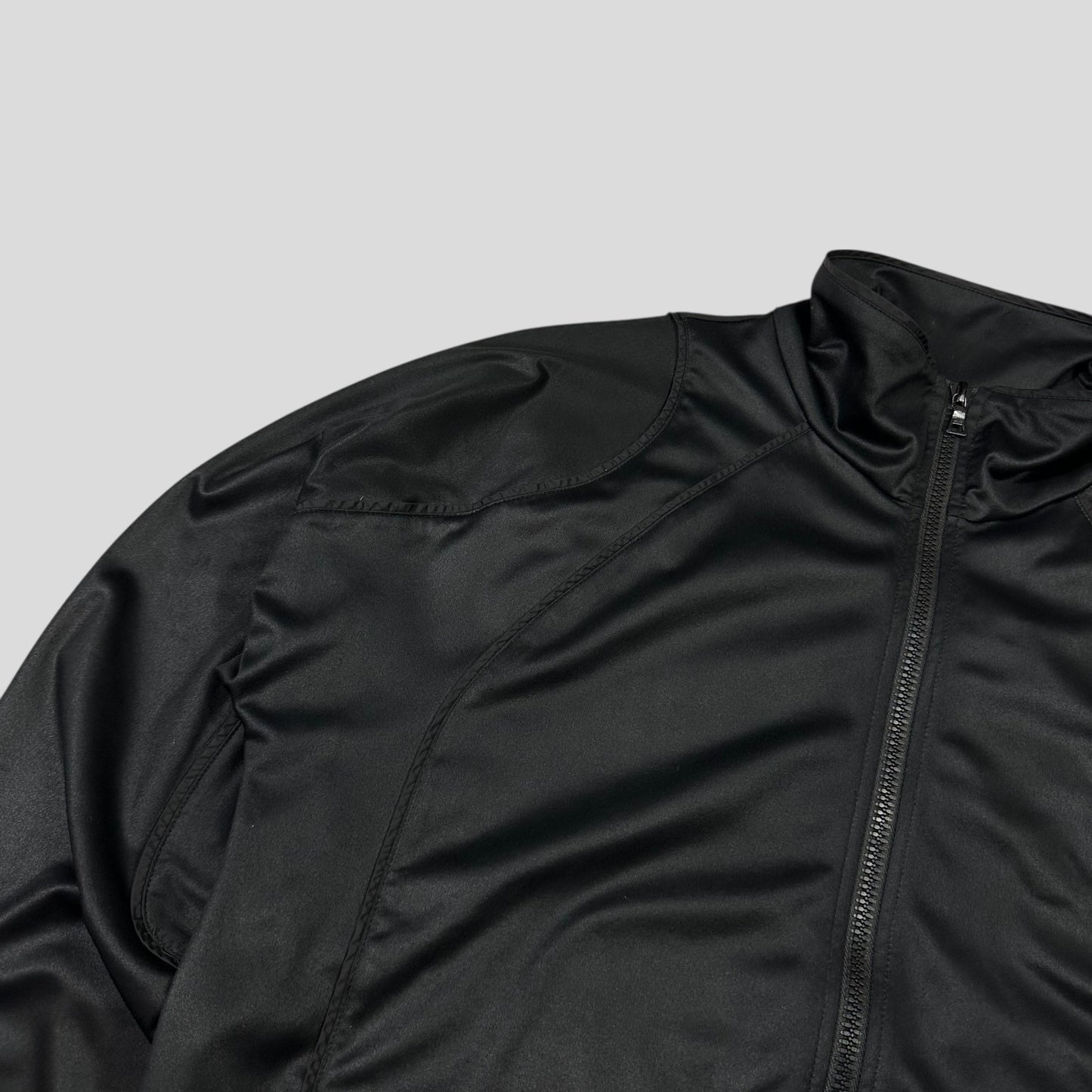 Prada Sport 2007 Jet Black Panelled Soft Polyester Harrington Jacket - M