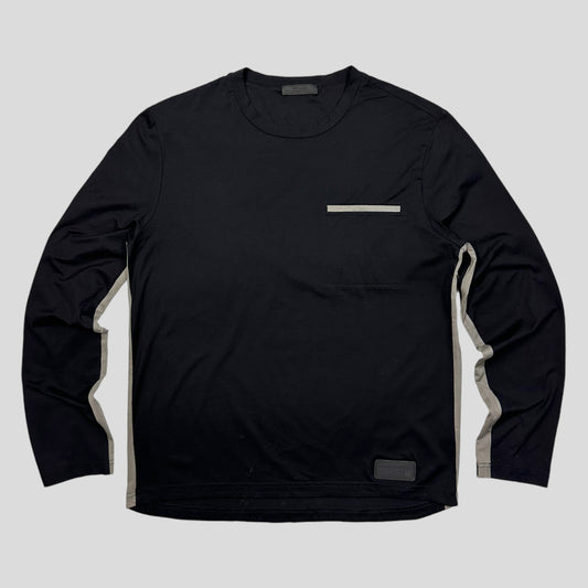 Prada Milano 2018 Rubber Race Logo Panelled Longsleeve - M