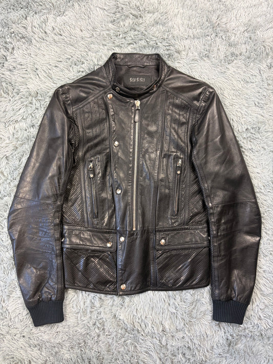 Gucci 00’s by Frida Giannini Perforated Leather Premium Biker Jacket - IT46