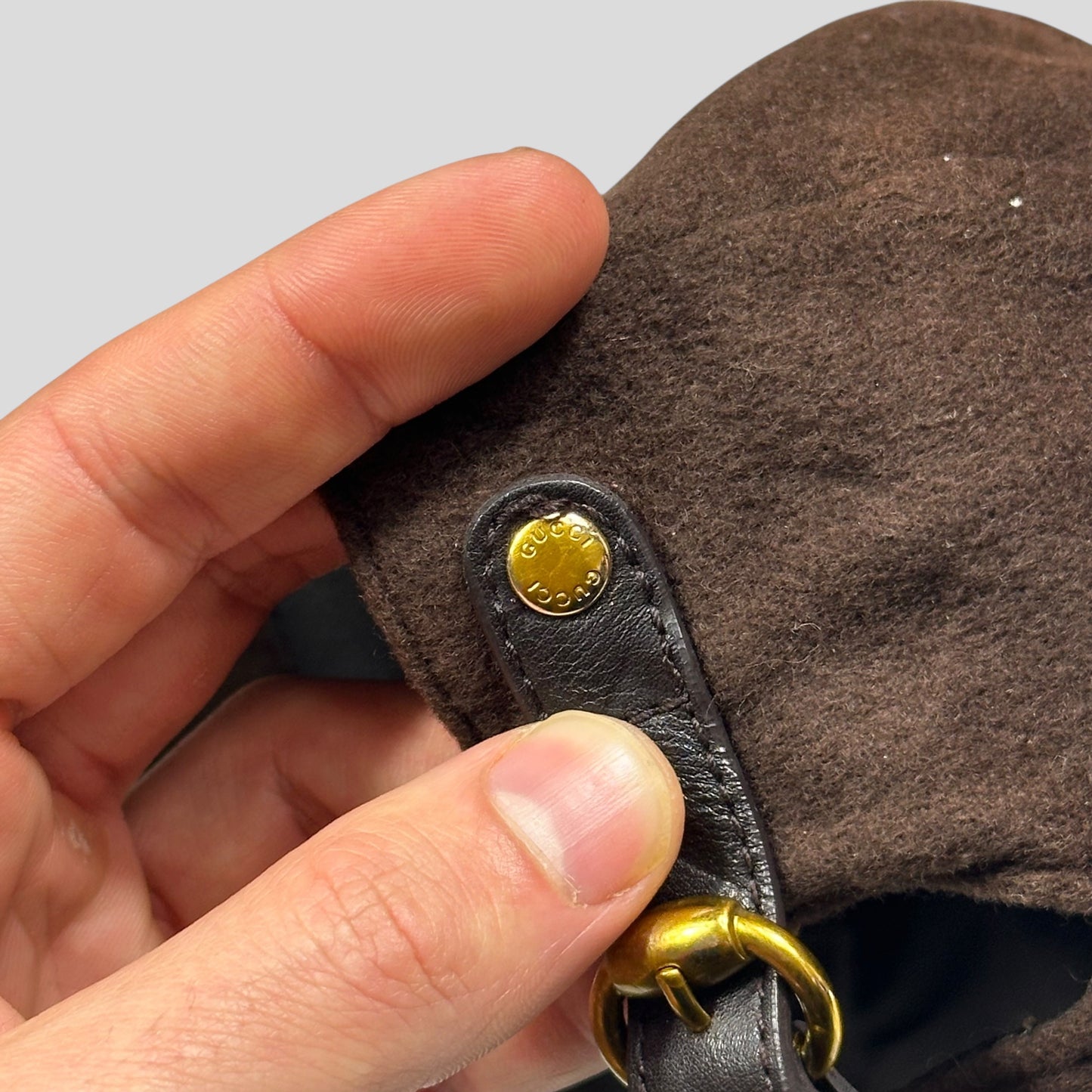 Gucci 00’s Cashmere Wool Leather Newsboy Jockey Hat - S/M