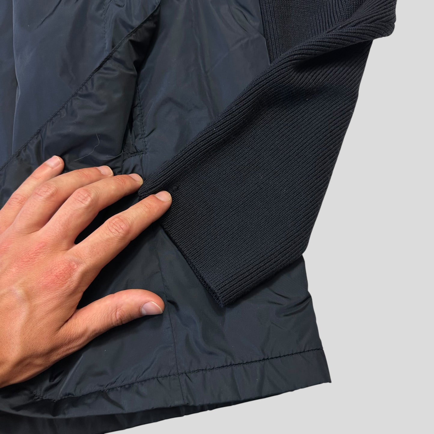Prada Milano 2001 Asymetric Hybrid Wool and Nylon Jacket - L/XL