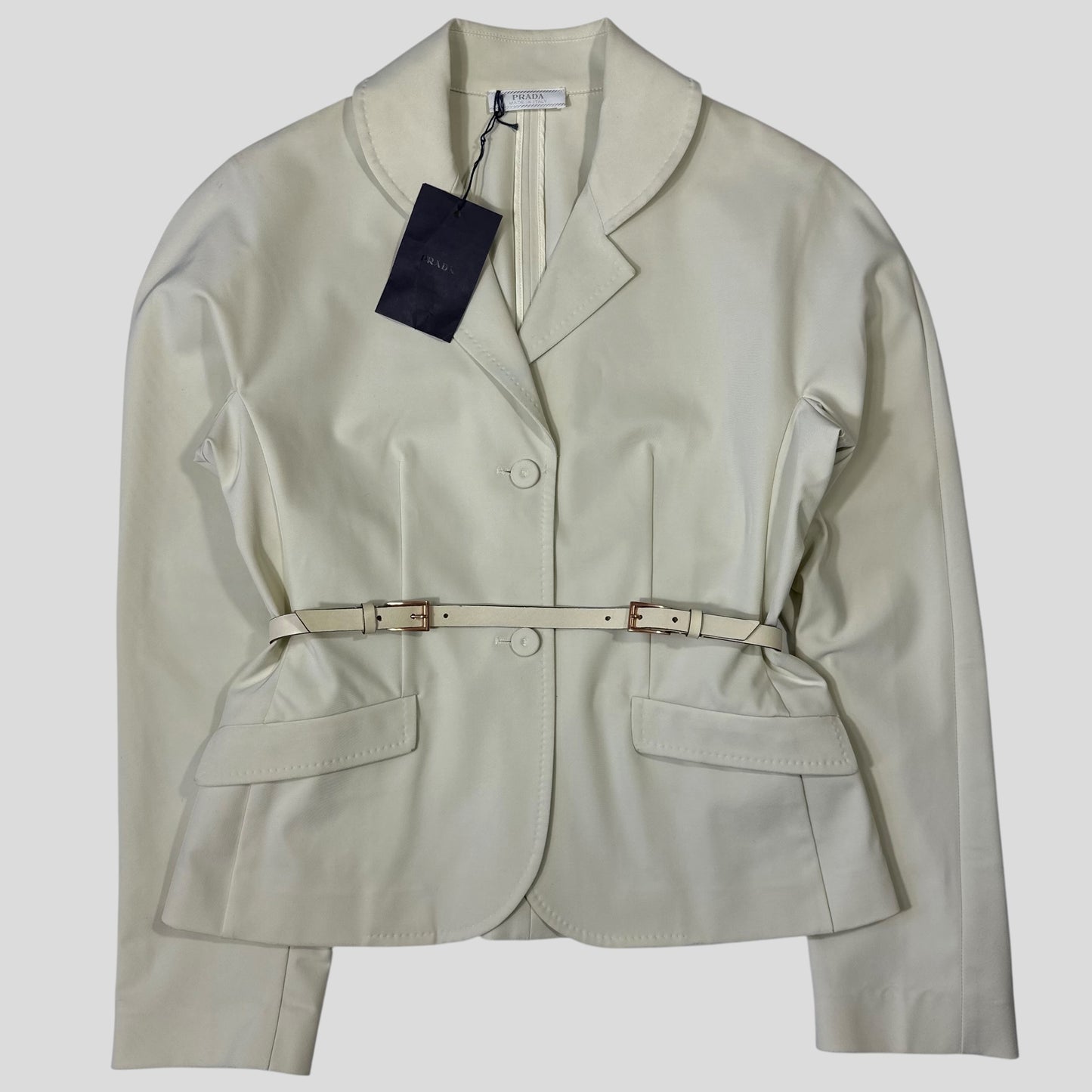 Prada Milano SS99 Tecno Stretch Belted Blazer Jacket - IT44