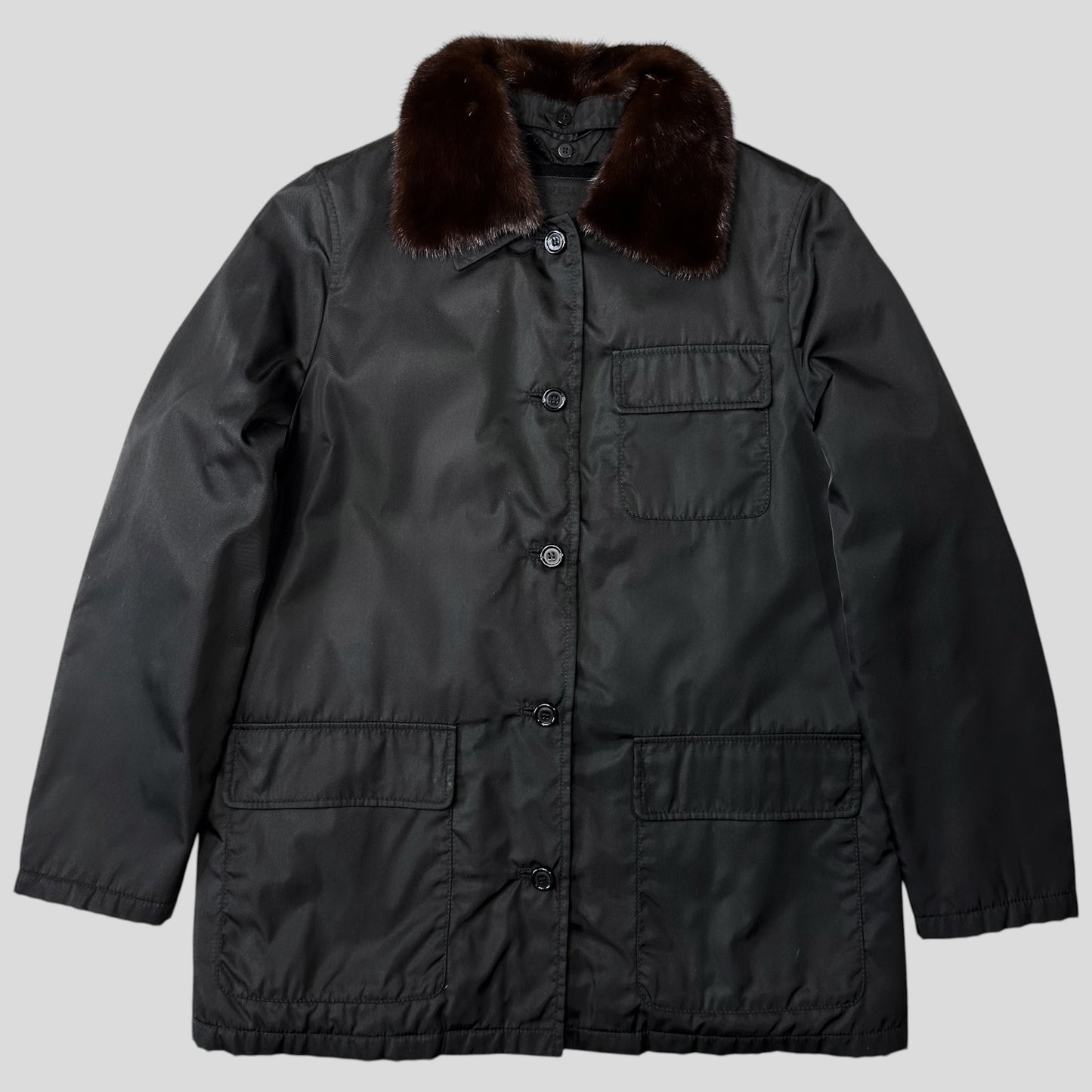 Prada Milano 1999 3 in 1 Mink Fur Ballistic Nylon Chore Coat - M