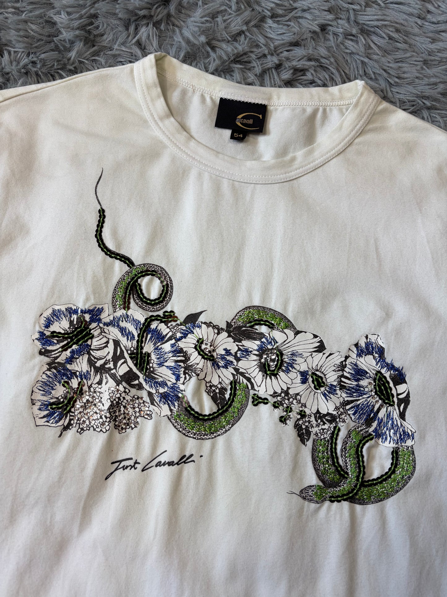 Just Cavalli 00’s Sequin Serpent Embroidered T-shirt - M
