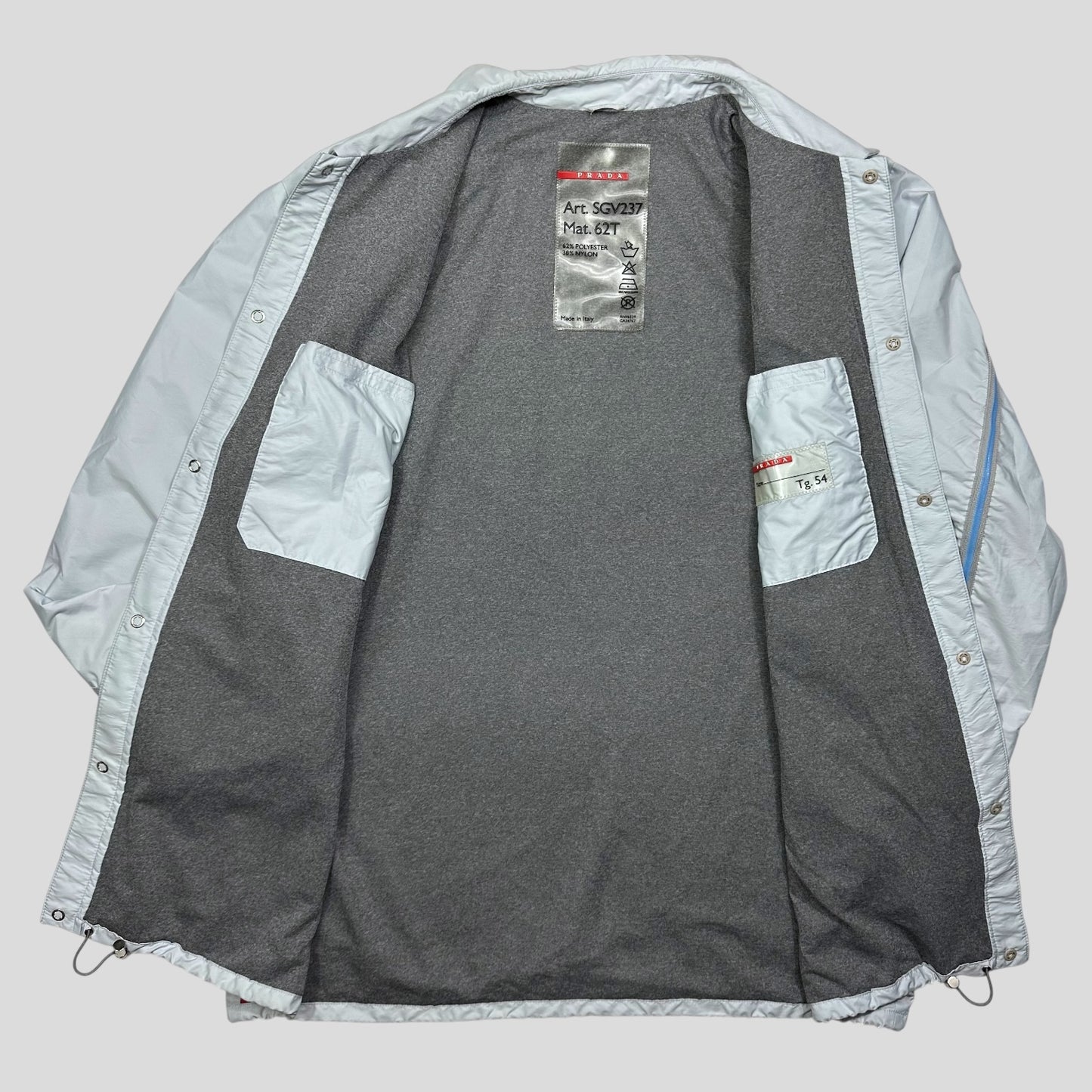 Prada Sport SS00 Gel Seam Baby Blue Nylon Coach Jacket - IT54 (XL)