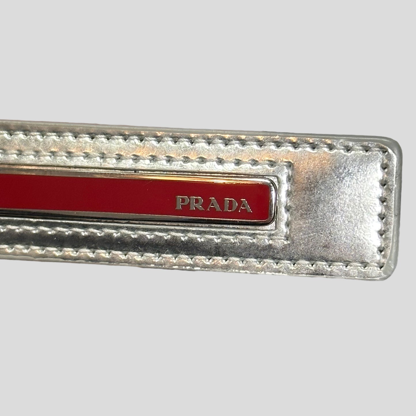 Prada Sport 00’s Astro Leather Red Tab Key Ring + Box