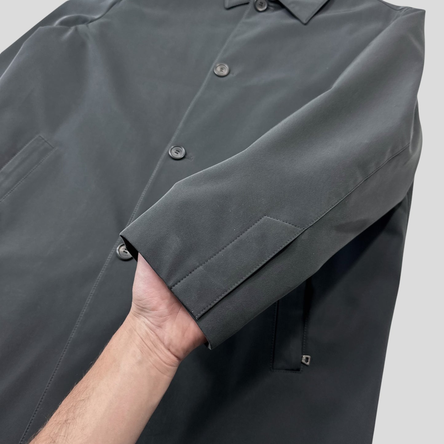 Prada AW00 Soft Touch Technical Polyester Grey Trench Coat - M/L
