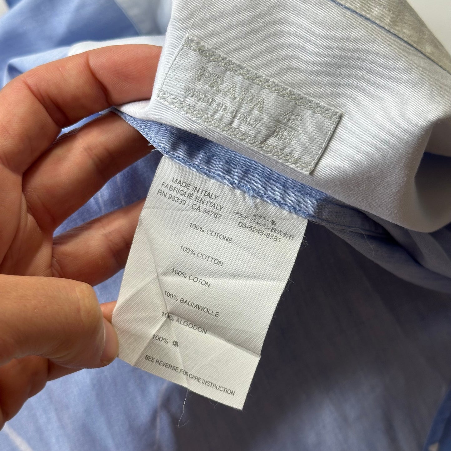 Prada Milano 00’s Sublimation Sky Blue Acid Print Shirt - L