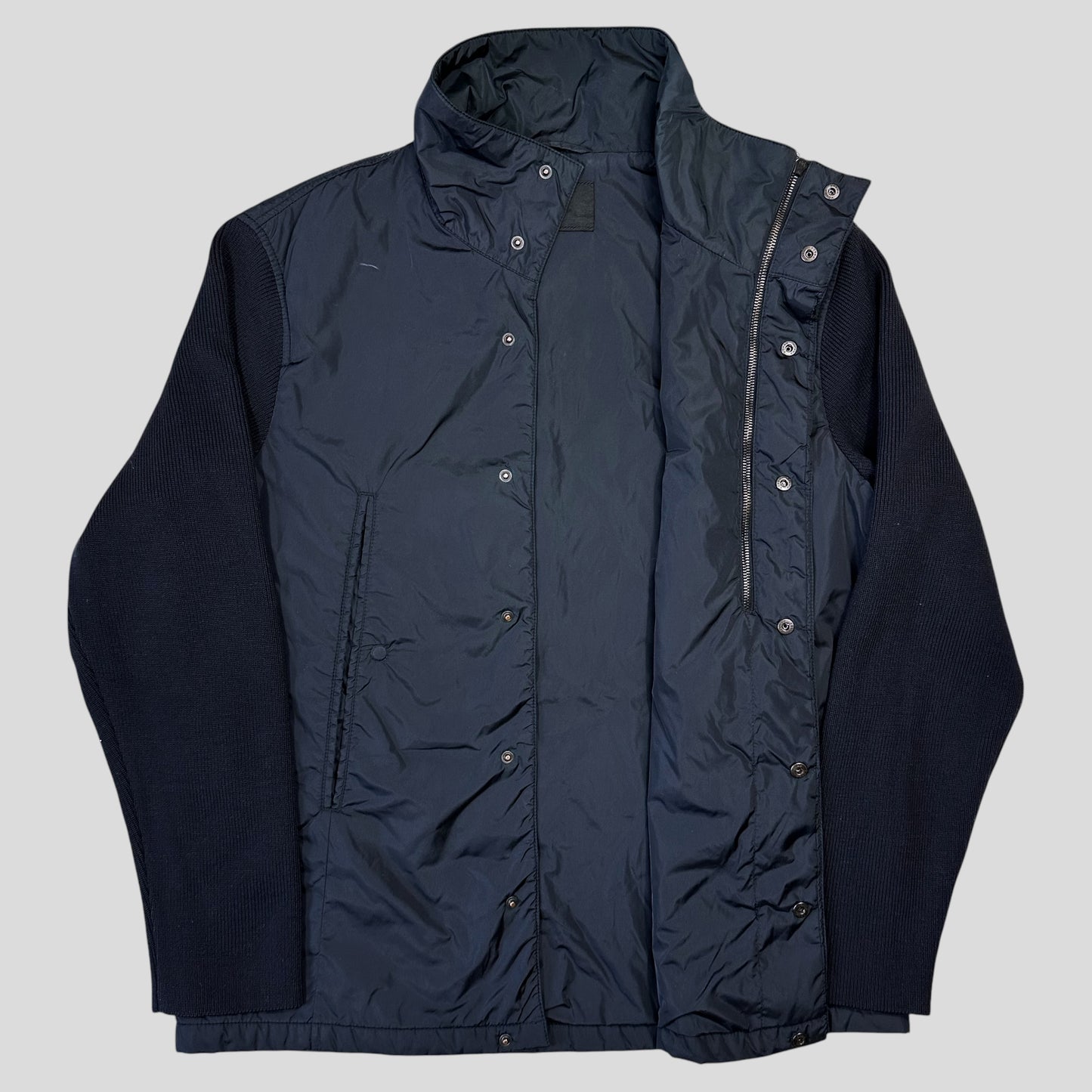 Prada Milano 2001 Asymetric Hybrid Wool and Nylon Jacket - L/XL