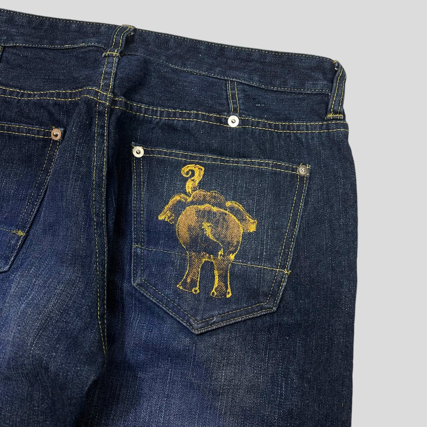 Issey Miyake 2005 Elephant Painted Carpenter Jeans - 34