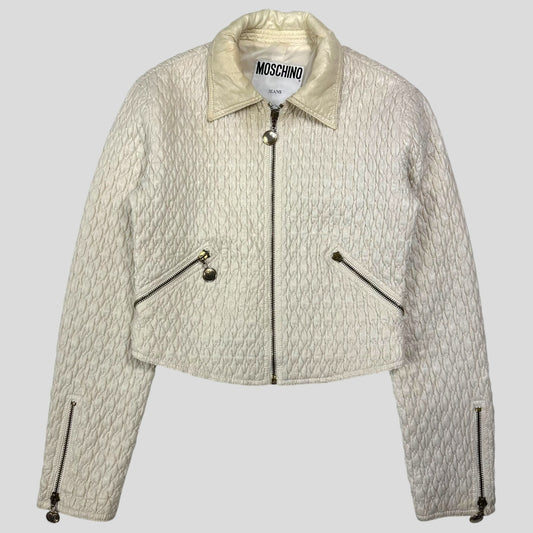 Moschino Jeans 90’s Textured Cropped Love Heart Zip Jacket - IT40