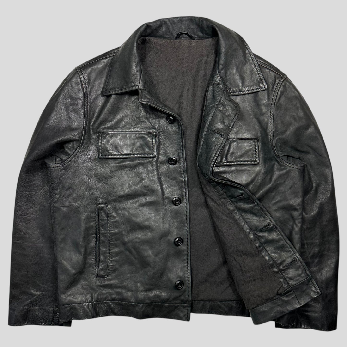 Iceberg 90’s Wool Lined Leather Harrington Work Jacket - L