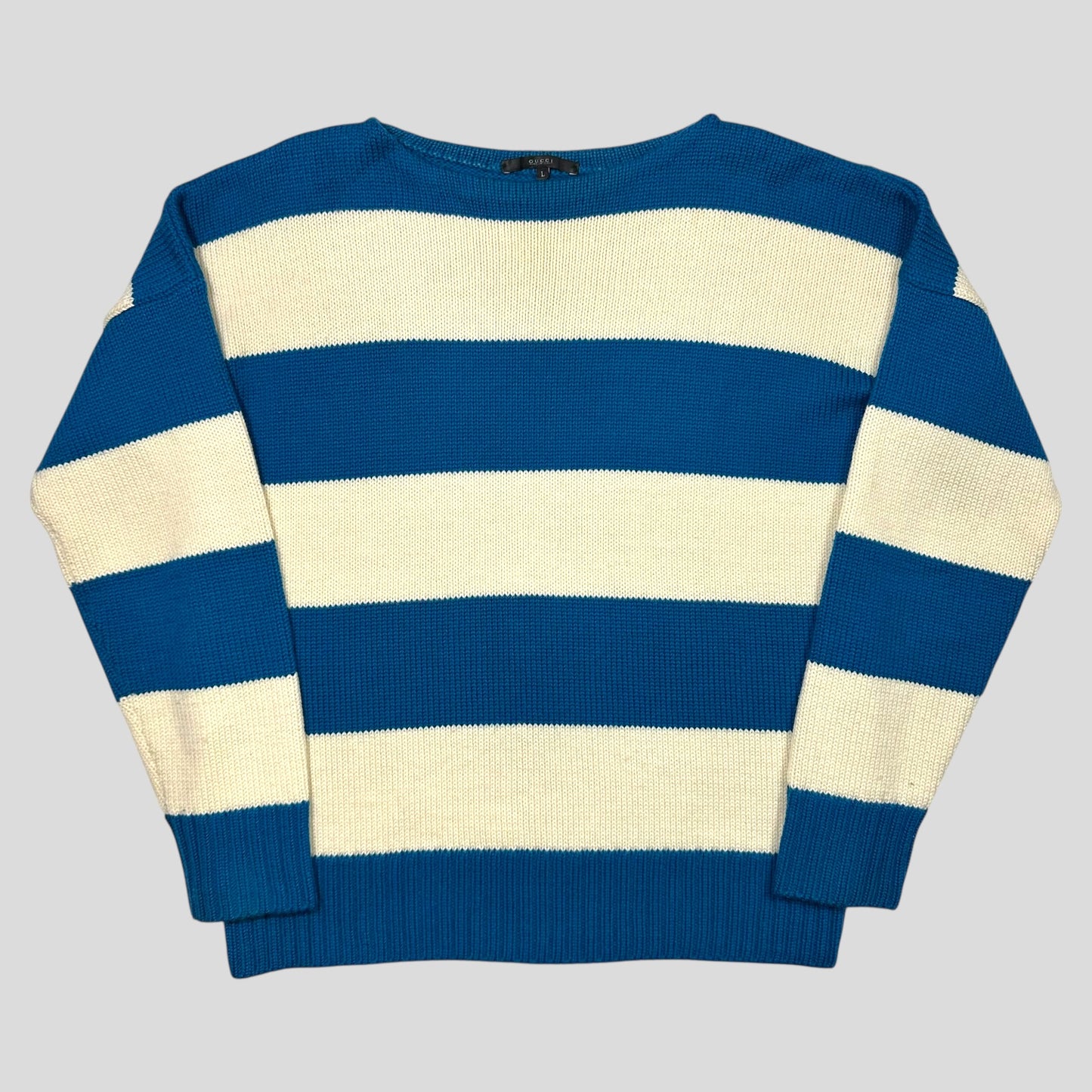 Gucci 2016 Alessandro Michele Boat Neck Striped Heavy Knit - M/L