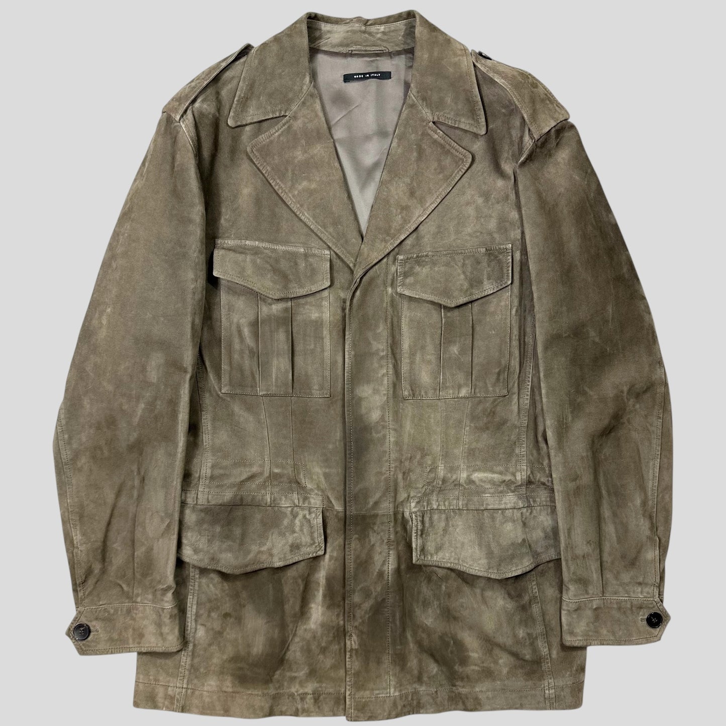 Gucci by Tom Ford FW03 Suede Leather Western Military Jacket - IT54 (L)