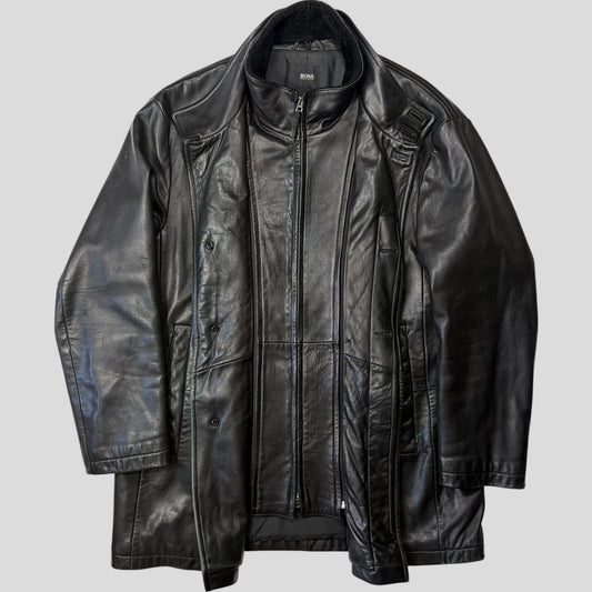Hugo Boss 90’s Modular 2 in 1 Lambskin Leather Trench Coat - XL