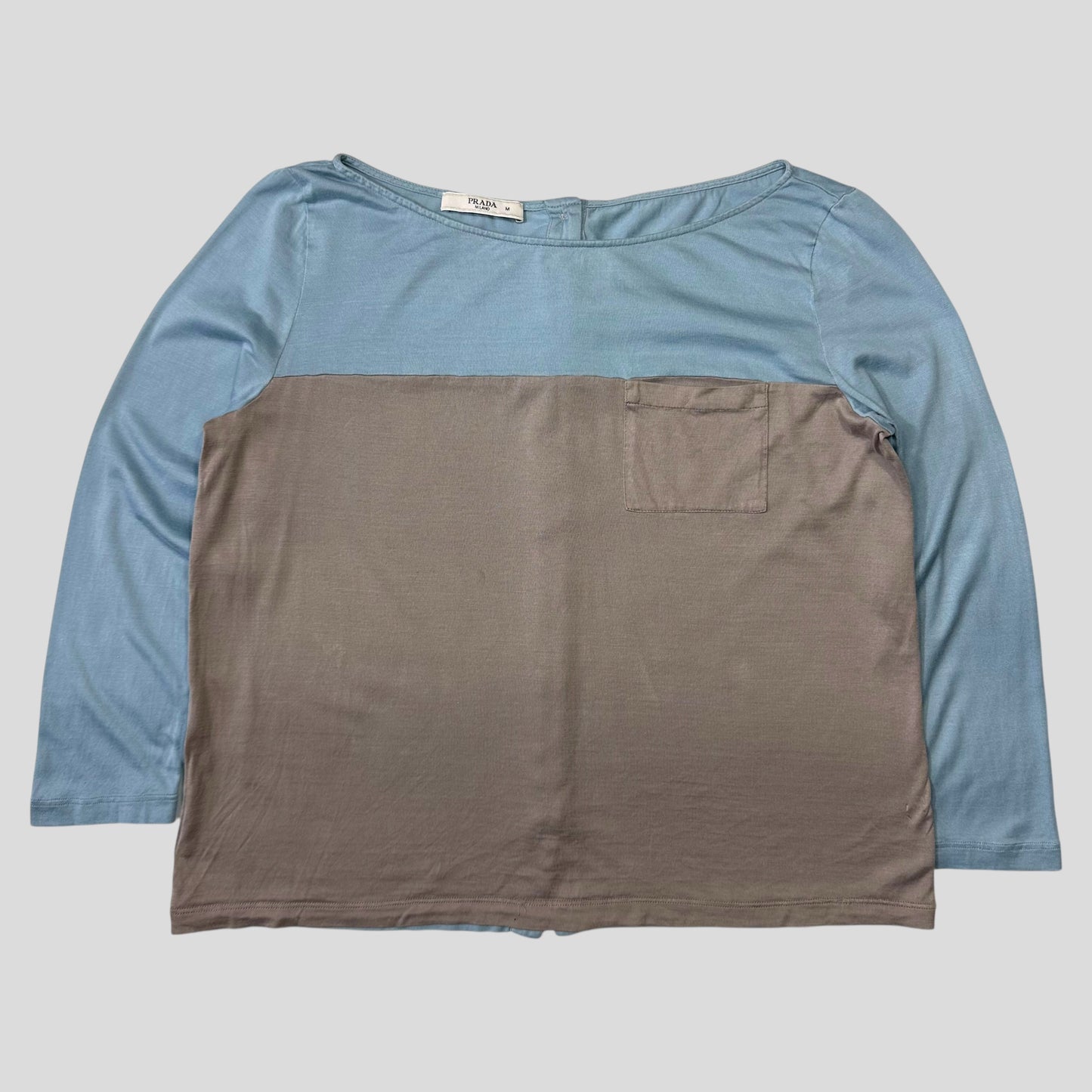 Prada 2015 Two-tone Buttoned Dixie Blouse Top - M