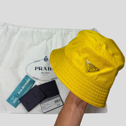 Prada Milano 2020 Re-nylon Yellow Panama Bucket Hat