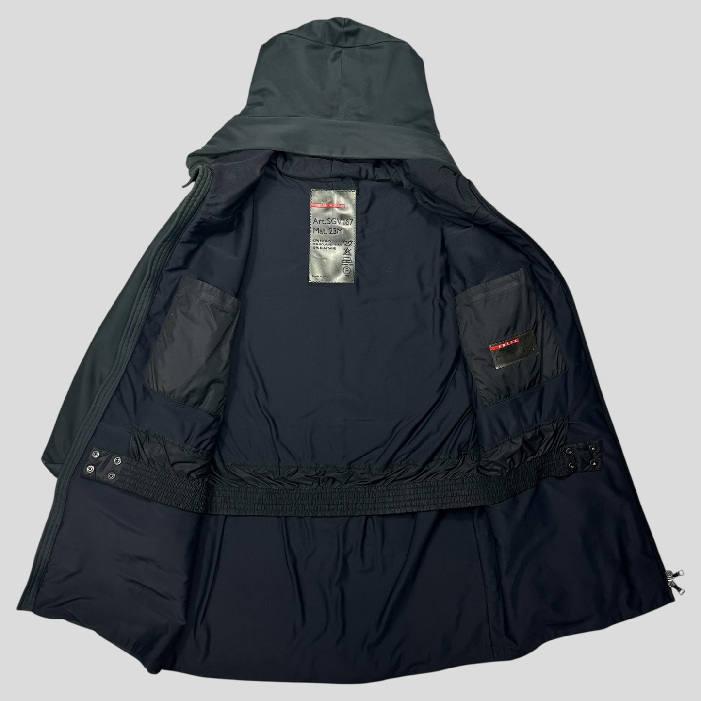 Prada Sport AW00 Beekeeper Hood Soft Touch Nylon Parka Jacket - IT52