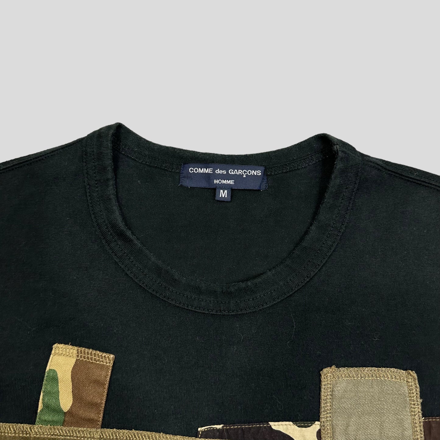 CDG Homme 2016 Camo Mixed Material Appliqué T-shirt - M