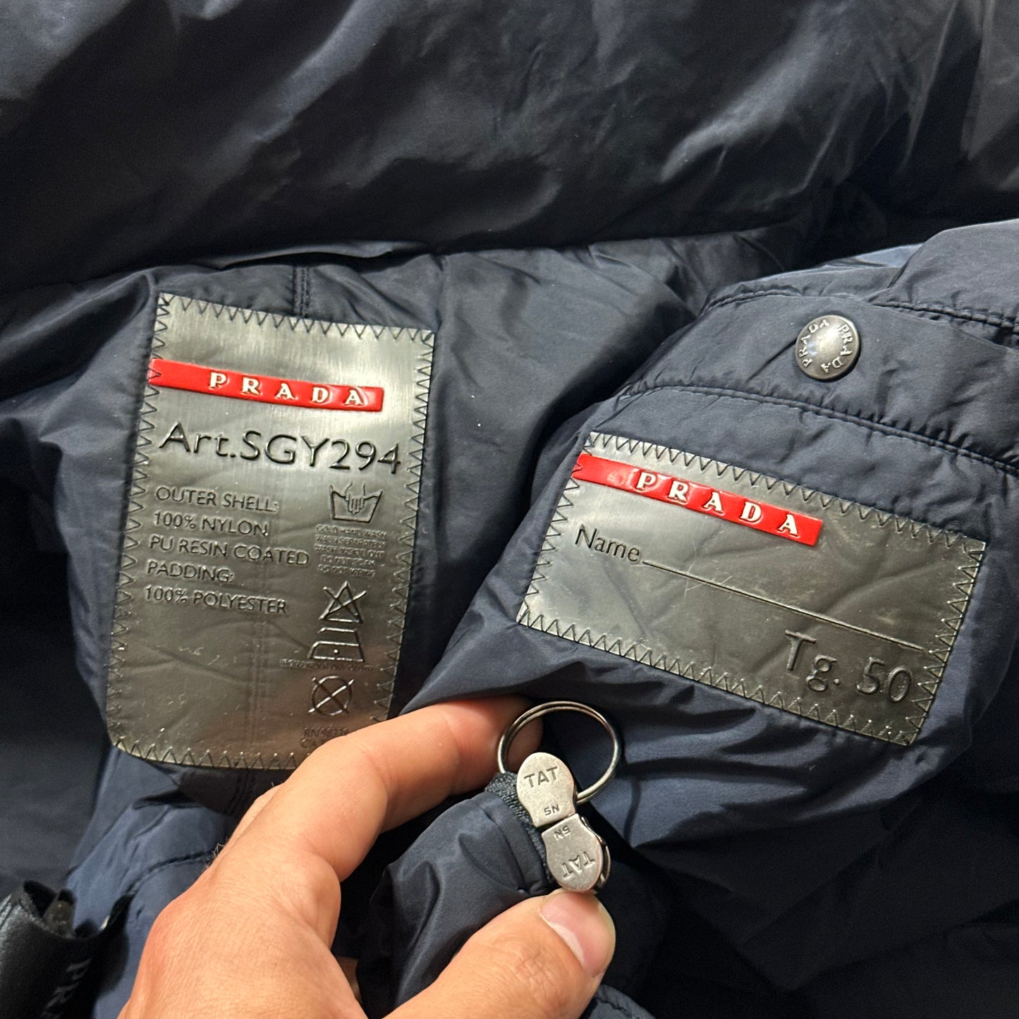 Prada 2015 Red Tab Nylon Padded Technical Parka Coat - L/XL
