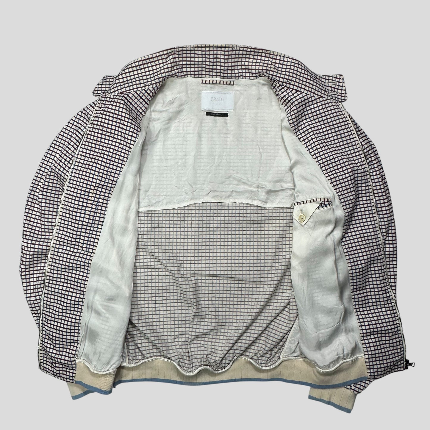 Prada SS08 Grid Checkered Multi Logo Bomber Jacket - IT52 (M/L)
