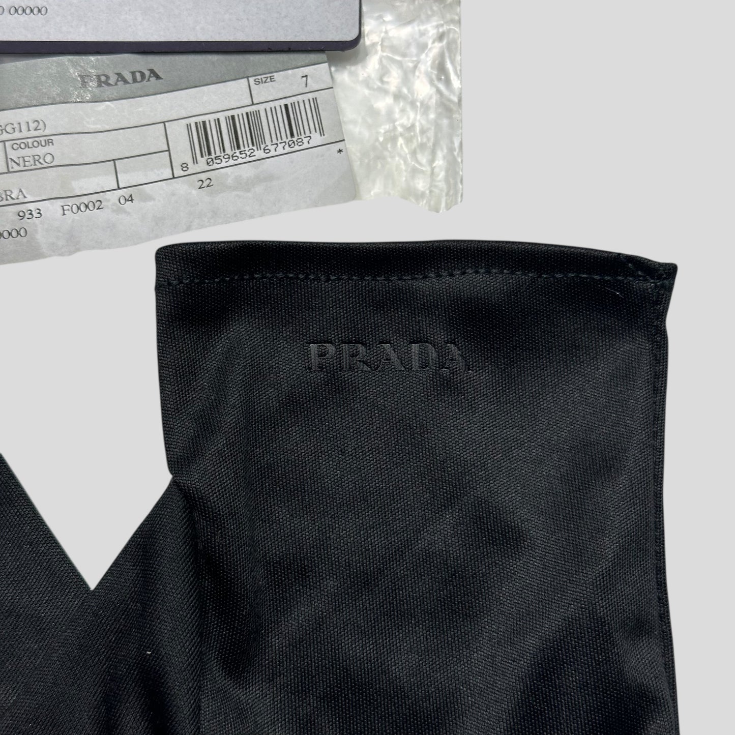 Prada Microfibre Black Embossed Logo Gloves - 6/7