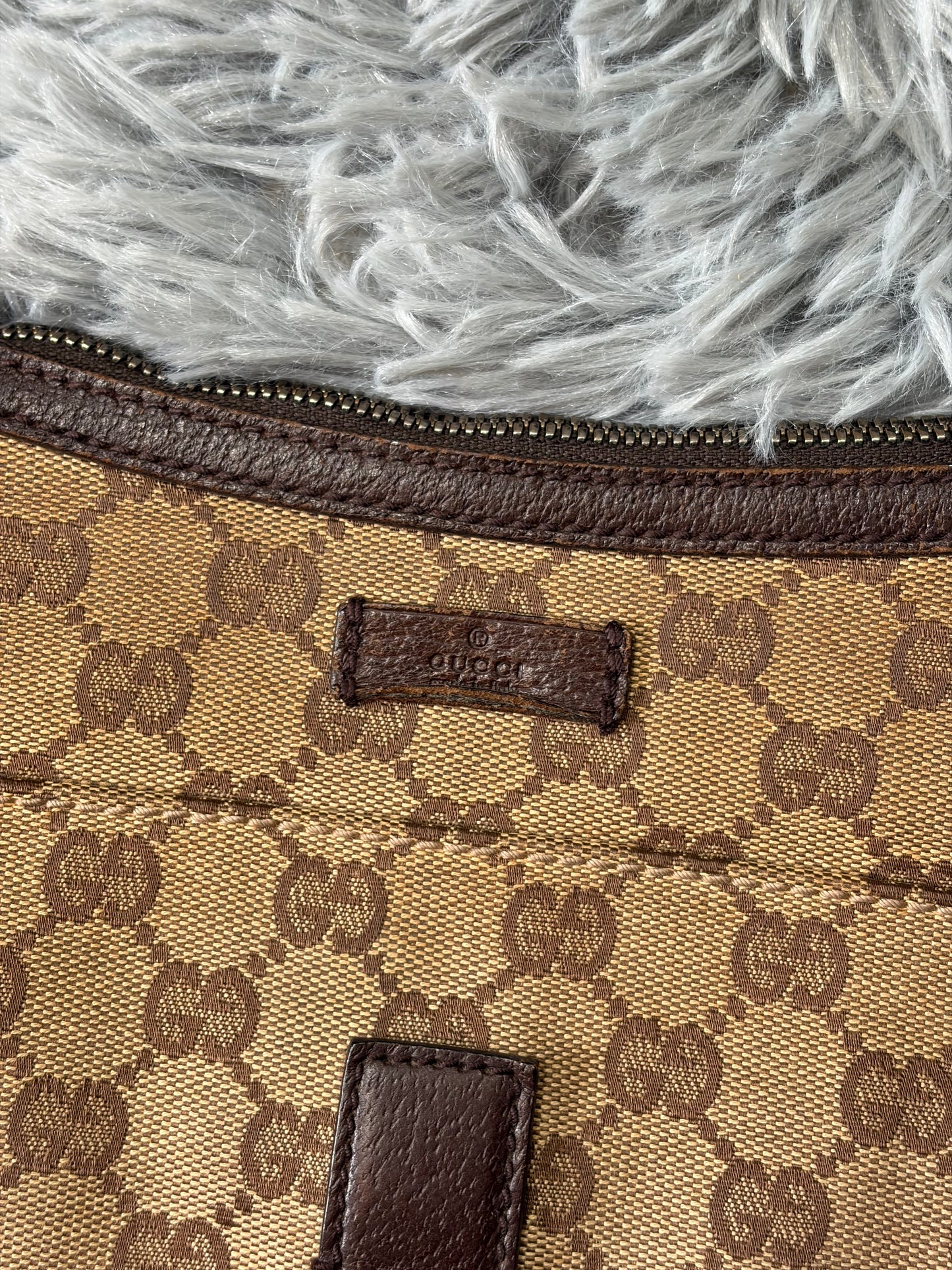 Gucci GG Monogram Brown Canvas Satchel Crossbody Bag