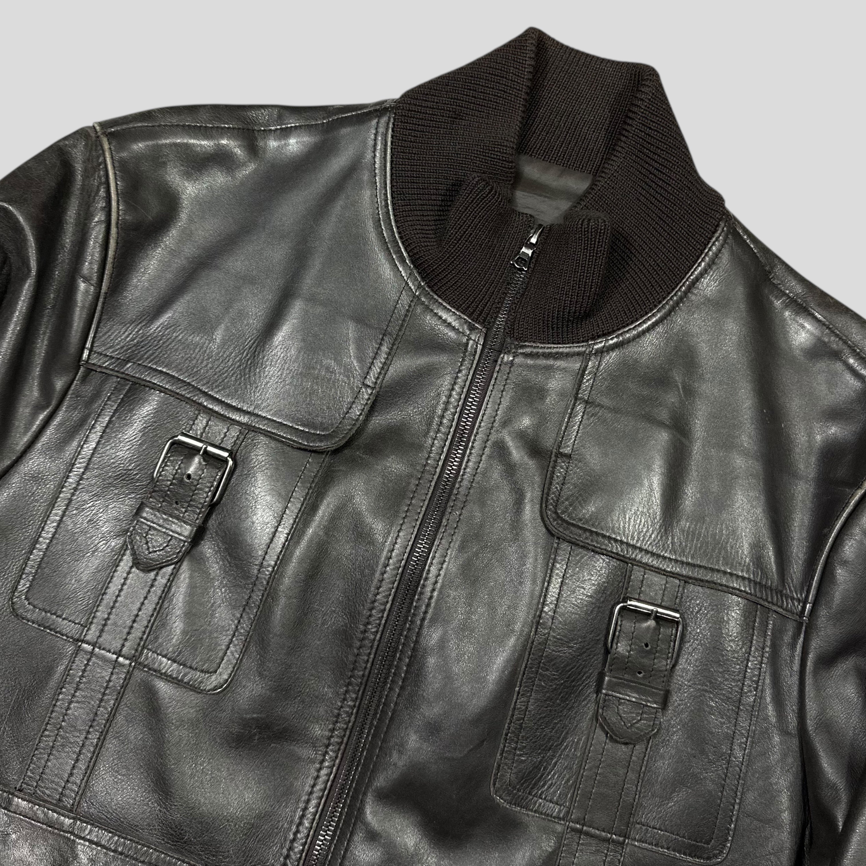 Neil Barrett 00's Multipocket Buckle Lambs Leather Moto Jacket - L
