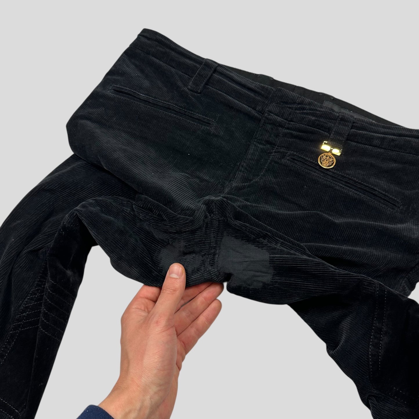 Gucci by Tom Ford 2004 Corduroy Laced Riding Logo Trousers - UK10