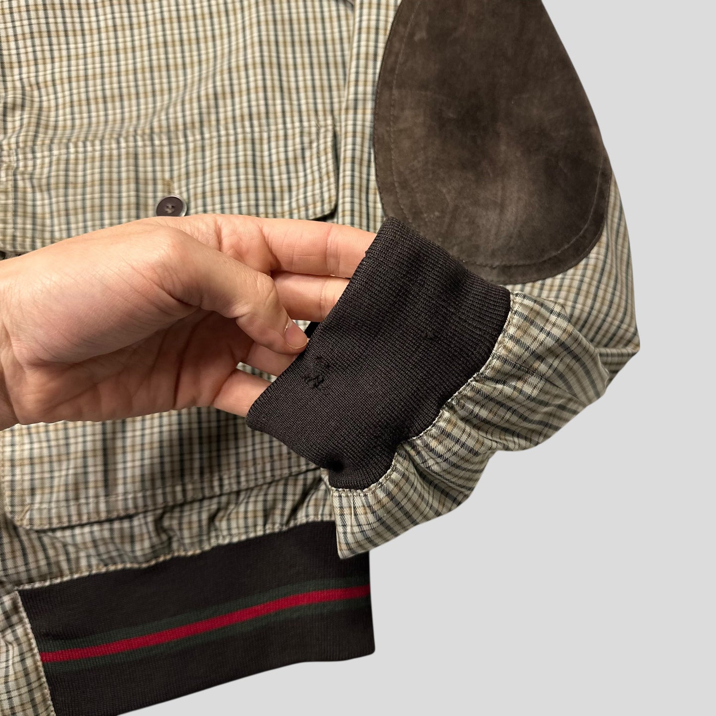 Gucci 2009 Plaid Web Leather Detailed Hunting Harrington - IT54 (L)